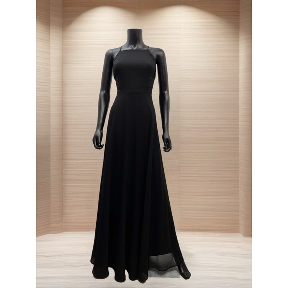 Lulus Black Maxi Dress M Criss Cross Back Formal Evening Gown Polyester - Picture 1 of 8